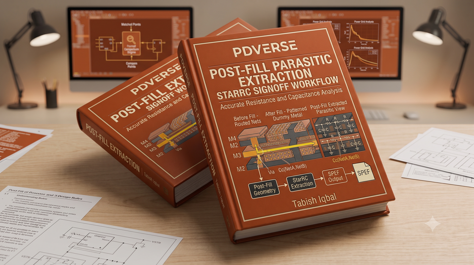 Burnt-orange 3D technical book about post-fill extraction