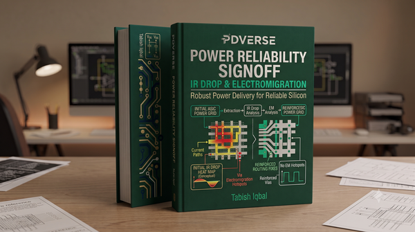 Forest-green 3D technical book about IR drop and electromigration
